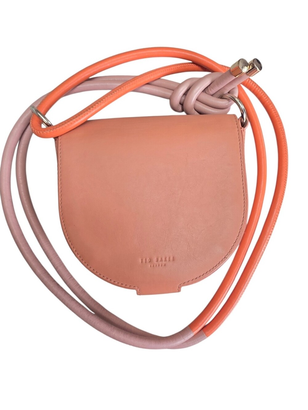 Ted Baker London Pink Leather Saddle Crossbody Bag Colorblock Strap